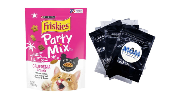 Cat Treats Party Mix California Crunch With Chicken, 1 pack, 6 oz, plus 3 My Outlet Mall Resealable Storage Pouches