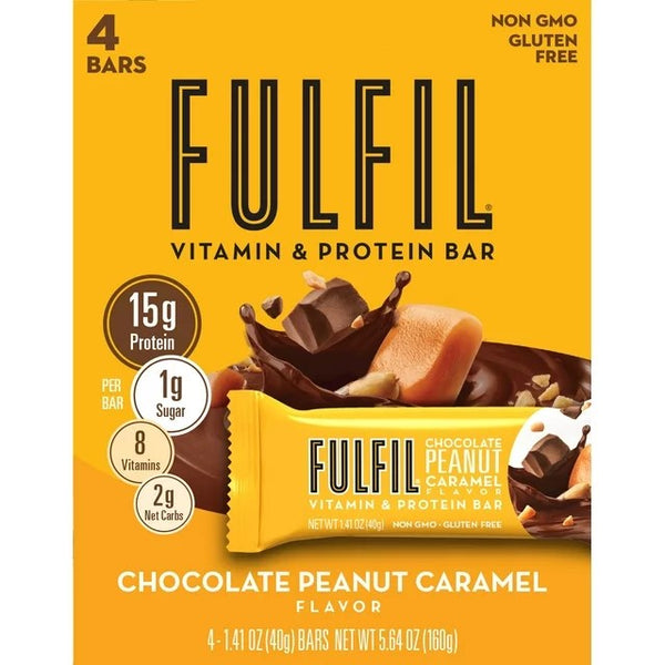 Vitamin & Protein Bar, Chocolate Peanut Caramel, 3 pack, 5.64 oz 4 count, plus 3 My Outlet Mall Resealable Storage Pouches