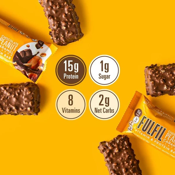 Vitamin & Protein Bar, Chocolate Peanut Caramel, 3 pack, 5.64 oz 4 count, plus 3 My Outlet Mall Resealable Storage Pouches