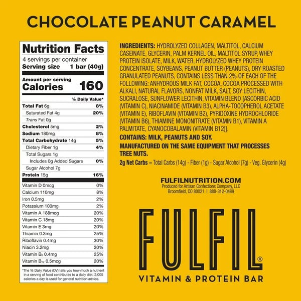 Vitamin & Protein Bar, Chocolate Peanut Caramel, 3 pack, 5.64 oz 4 count, plus 3 My Outlet Mall Resealable Storage Pouches