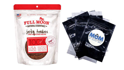 All Natural Human Grade Dog Treats, Essential Beef Jerky Tenders, 1 pack, 22 oz, plus 3 My Outlet Mall Resealable Storage Pouches