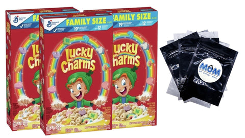 Gluten Free Cereal with Marshmallows, With Leprechaun Trap, Family Size, 3 Packs, 18.6 oz per pack, plus 3 My Outlet Mall Resealable Storage Pouches