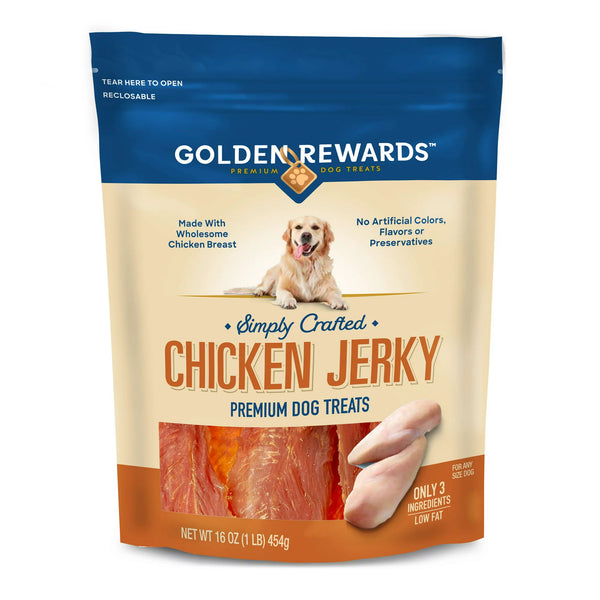 Chicken Flavor Premium Dry Jerky Treats for All Dogs, 2 pack, 16 oz per pack, plus 3 My Outlet Mall Resealable Storage Pouches