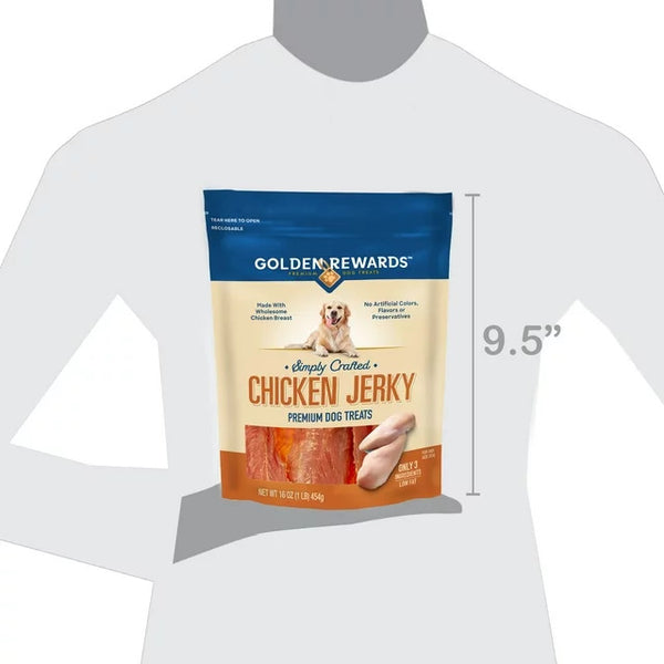 Chicken Flavor Premium Dry Jerky Treats for All Dogs, 2 pack, 16 oz per pack, plus 3 My Outlet Mall Resealable Storage Pouches