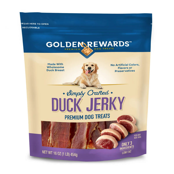 Duck Flavor Premium Jerky Dry Training Treats for All Dogs, 2 pack, 16 oz per pack, plus 3 My Outlet Mall Resealable Storage Pouches