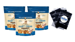 Peanut Butter Flavor Biscuit Wrapped with Chicken Dry Training Treats for Dogs, 3 pack, 16 oz per pack, plus 3 My Outlet Mall Resealable Storage Pouches