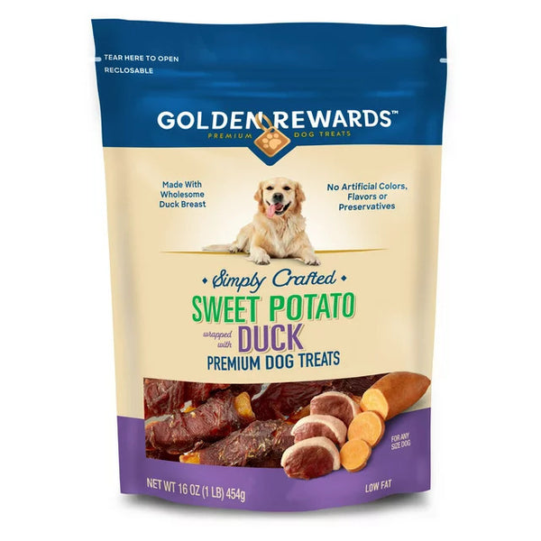 Sweet Potato Wrapped with Duck Flavor Dry Training Treats for All Dogs, 2 pack, 16 oz per pack, plus 3 My Outlet Mall Resealable Storage Pouches