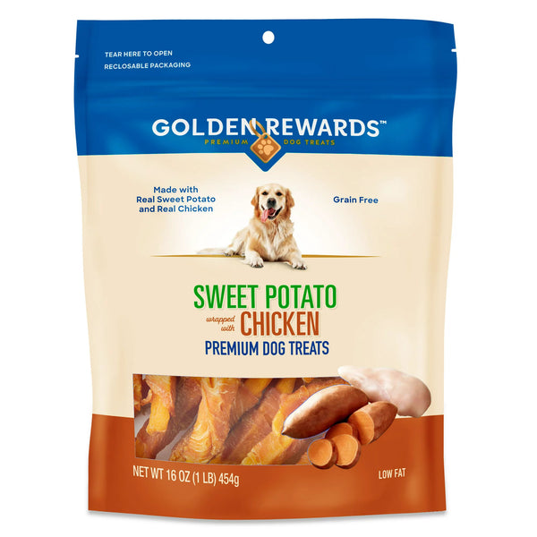 Sweet Potato Wrapped with Chicken Dog Treats, 2 packs, 16 oz per pack, plus 3 My Outlet Mall Resealable Storage Pouches