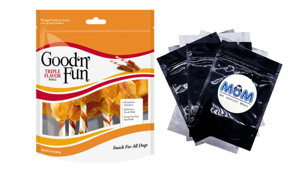 Healthy Hide Triple Flavor Wings Snack for All Dogs - 1 pack - 12 oz - plus 3 My Outlet Mall Resealable Storage Pouches