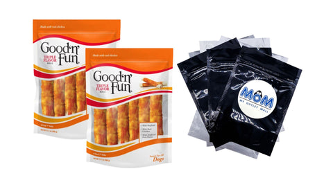 Triple Flavor 7-inch Rolls, Chews for Dogs, 2 pack, 17.1 oz per pack, plus 3 My Outlet Mall Resealable Storage Pouches