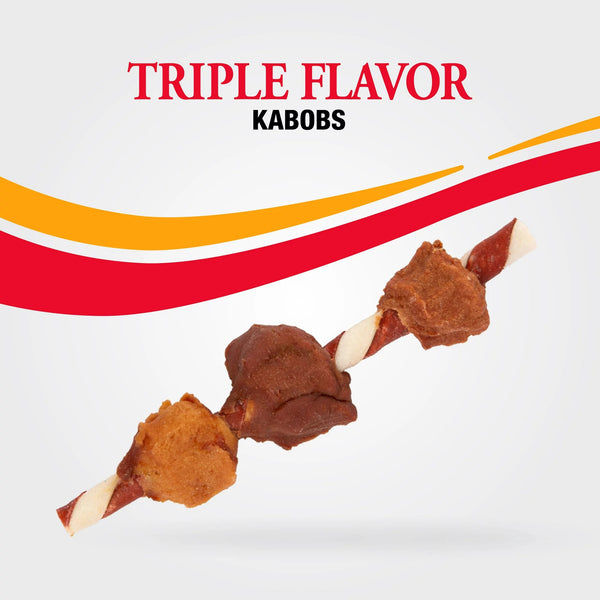 Triple Flavor Kabobs Rawhide Dog Chews, 2 pack, 24oz (36 count) per pack, plus 3 My Outlet Mall Resealable Storage Pouches