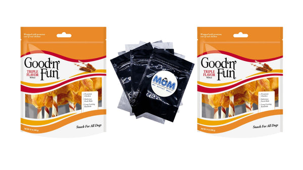 Healthy Hide Triple Flavor Wings Snack for All Dogs - 2 packs - 12 oz - plus 3 My Outlet Mall Resealable Storage Pouches