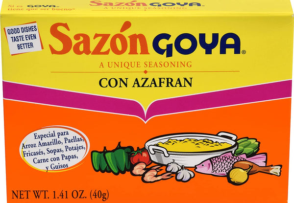 Sazon Azafran Seasoning, 2 pack, 1.41oz per pack, plus 3 My Outlet Mall Resealable Storage Pouches