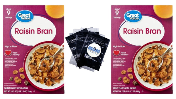 Raisin Bran Breakfast Cereal, 2 Packs, 18.7 oz per pack, plus 3 My Outlet Mall Resealable Storage Pouches