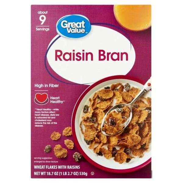 Raisin Bran Breakfast Cereal, 2 Packs, 18.7 oz per pack, plus 3 My Outlet Mall Resealable Storage Pouches