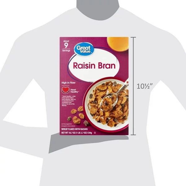 Raisin Bran Breakfast Cereal, 2 Packs, 18.7 oz per pack, plus 3 My Outlet Mall Resealable Storage Pouches