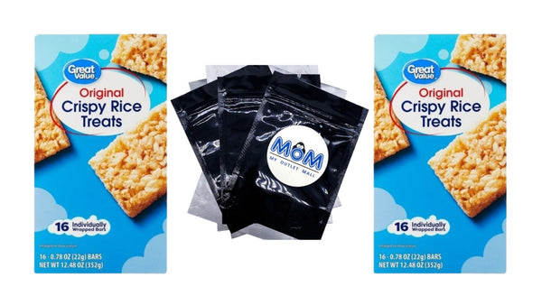 Crispy Rice Treats - 2 packs - 12.48 oz 16 count per pack - plus 3 My Outlet Mall Resealable Storage Pouches