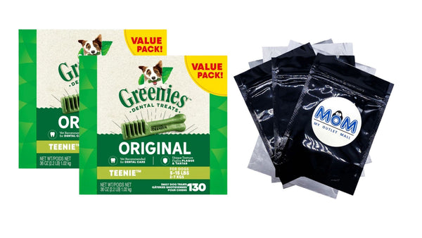Original Flavor Dental Dog Treats for Dogs, 2 pack, 36 oz per pack, plus 3 My Outlet Mall Resealable Storage Pouches