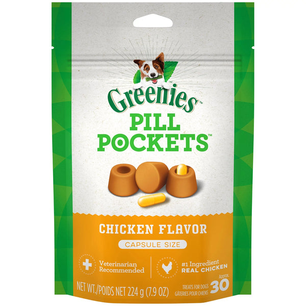 Pill Pockets Chicken Flavor Soft Dog Treats, 2 pack, 7.9 oz per pack, plus 3 My Outlet Mall Resealable Storage Pouches