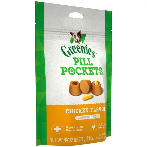 Pill Pockets Chicken Flavor Soft Dog Treats, 3 pack, 7.9 oz per pack, plus 3 My Outlet Mall Resealable Storage Pouches