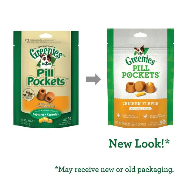 Pill Pockets Chicken Flavor Soft Dog Treats, 3 pack, 7.9 oz per pack, plus 3 My Outlet Mall Resealable Storage Pouches