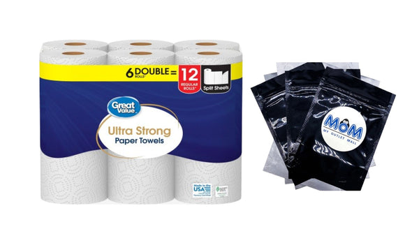 Ultra Strong Paper Towels - 1 Pack - 6 Double Rolls - plus 3 My Outlet Mall Resealable Storage Pouches