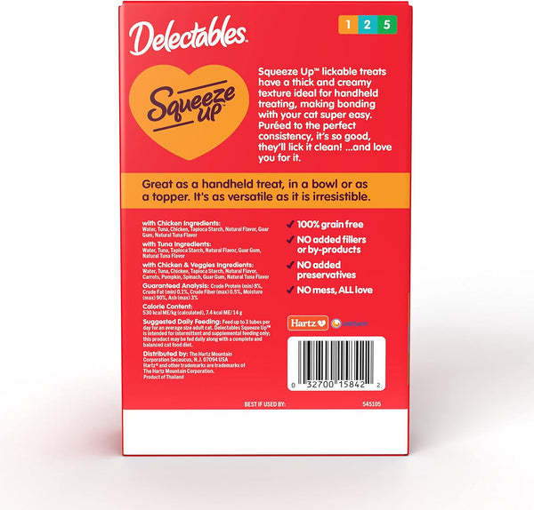 Delectables Squeeze Up Tuna, Chicken & Vegetables Flavor Topper for Cat, 1 pack, 20 Count, plus 3 My Outlet Mall Resealable Storage Pouches
