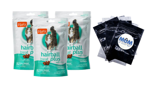 Hairball Remedy Plus Soft Chews for Cats Savory Chicken Flavor, 3 pack, 3 oz per pack, plus 3 My Outlet Mall Resealable Storage Pouches