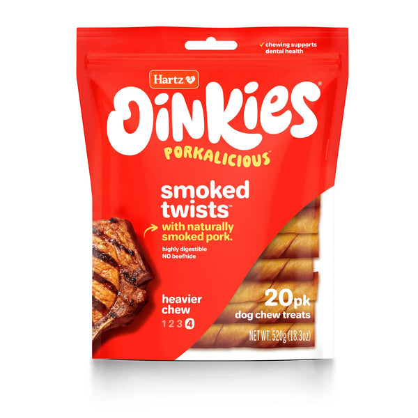 Oinkies Rawhide-Free Real Smoked Flavor Pig Skin Natural Treats for Dogs, 3 pack, 18.3 oz (20 Count) per pack, plus 3 My Outlet Mall Resealable Storage Pouches