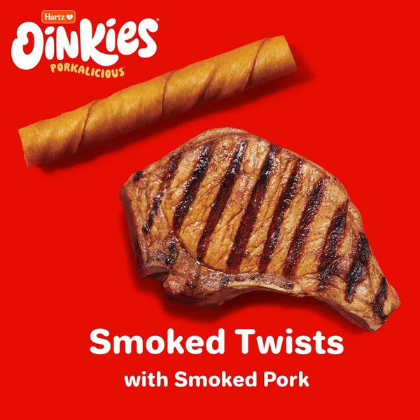 Oinkies Rawhide-Free Real Smoked Flavor Pig Skin Natural Treats for Dogs, 3 pack, 18.3 oz (20 Count) per pack, plus 3 My Outlet Mall Resealable Storage Pouches