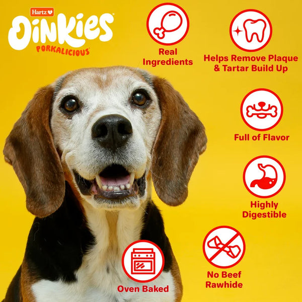 Oinkies Rawhide-Free Real Smoked Flavor Pig Skin Natural Treats for Dogs, 3 pack, 18.3 oz (20 Count) per pack, plus 3 My Outlet Mall Resealable Storage Pouches