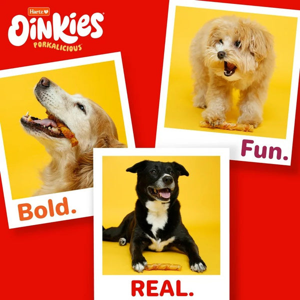 Oinkies Rawhide-Free Real Smoked Flavor Pig Skin Natural Treats for Dogs, 3 pack, 18.3 oz (20 Count) per pack, plus 3 My Outlet Mall Resealable Storage Pouches