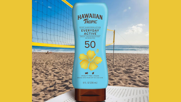 Everyday Active Lotion Sunscreen SPF 50 Won't Clog Pores Sweat and Water Resistant, 2 pack, 8oz per pack, Hawaiian Tropic, plus 3 My Outlet Mall Resealable Storage Pouches