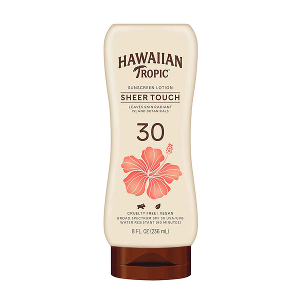 Sheer Touch Lotion Sunscreen SPF 30 Oil-free Water Resistant, 3 pack, 8oz per pack, Hawaiian Tropic, plus 3 My Outlet Mall Resealable Storage Pouches