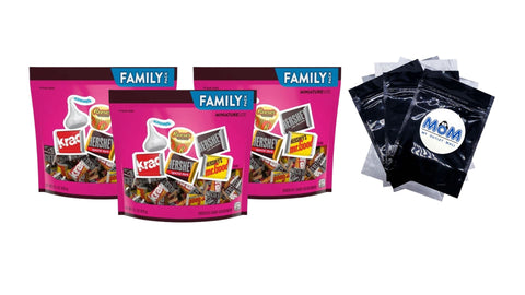 Miniatures Assorted Chocolate Candy, Family Pack, 3 pack, 15.1 oz per pack, plus 3 My Outlet Mall Resealable Storage Pouches