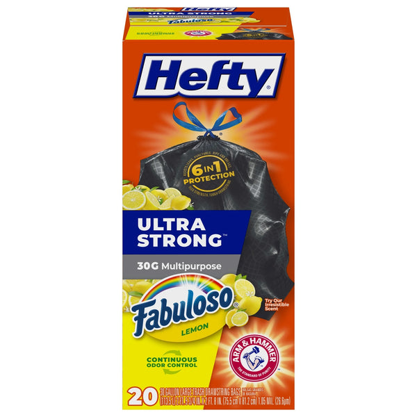 Ultra Strong 30 gallon Trash Bags, Black Large Trash Bags, Fabuloso Lemon Scent - 1 Pack - 20 Count per pack- plus 3 My Outlet Mall Resealable Storage Pouches