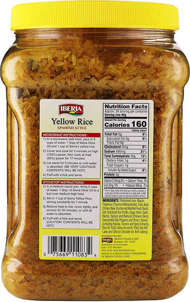 Yellow Rice Spanish Style, 1 pack, 3.4lb, Iberia, plus 3 My Outlet Mall Resealable Storage Pouches