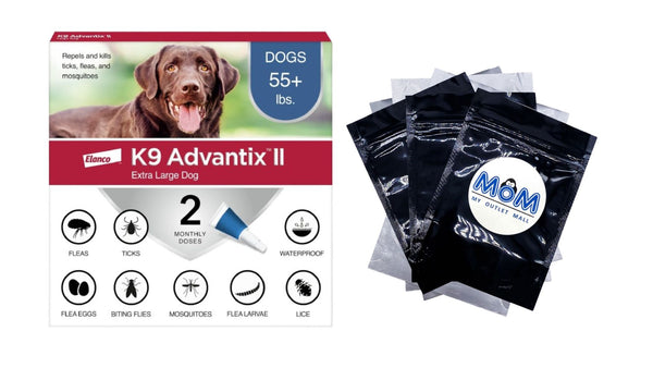 Monthly Flea & Tick Prevention for XL Dogs 55 lbs+ 2-Monthly Treatments, 1 pack, 2 Count, plus 3 My Outlet Mall Resealable Storage Pouches