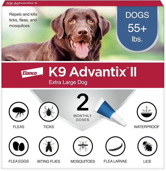 Monthly Flea & Tick Prevention for XL Dogs 55 lbs+ 2-Monthly Treatments, 2 pack, 2 Count per pack, plus 3 My Outlet Mall Resealable Storage Pouches