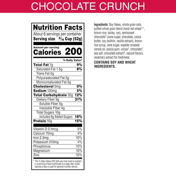 Chocolate Crunch Cold Breakfast Cereal, Family Size, 1 pack, 19.9 oz, plus 3 My Outlet Mall Resealable Storage Pouches