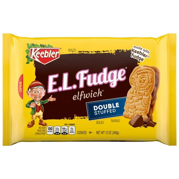 E.L. Fudge Double Stuffed Elfwich Cookies, 2 Packs, 12 oz per pack, plus 3 My Outlet Mall Resealable Storage Pouches