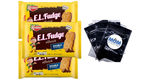 E.L. Fudge Double Stuffed Elfwich Cookies, 3 Packs, 12 oz per pack, plus 3 My Outlet Mall Resealable Storage Pouches