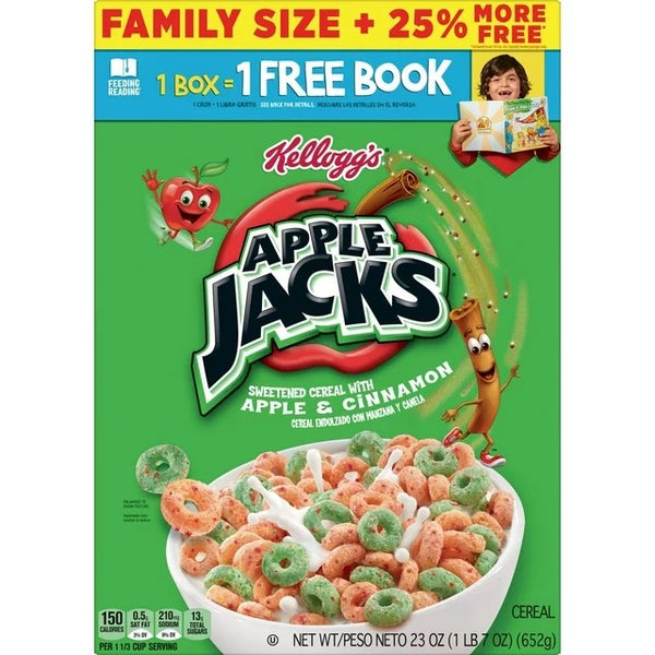 Apple Jacks Original Cold Breakfast Cereal Family Size, 1 Pack, 23 oz per pack, plus 3 My Outlet Mall Resealable Storage Pouches