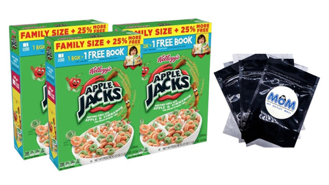 Apple Jacks Original Cold Breakfast Cereal Family Size, 3 Packs, 23 oz per pack, plus 3 My Outlet Mall Resealable Storage Pouches