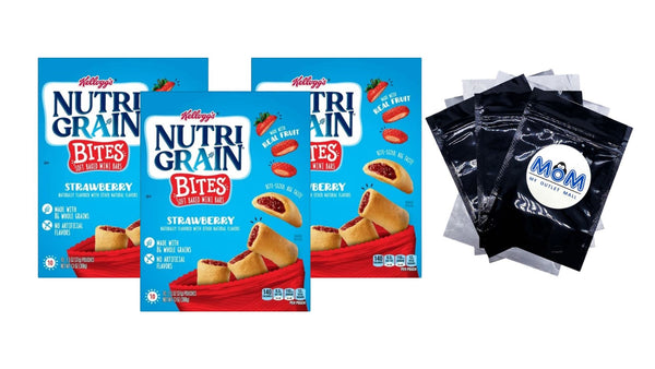 Nutri-Grain Bites Strawberry Chewy Soft Baked Mini Bars, Ready-to-Eat, 3 pack, 13 oz per pack, plus 3 My Outlet Mall Resealable Storage Pouches