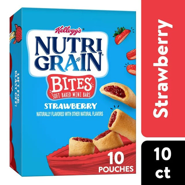 Nutri-Grain Bites Strawberry Chewy Soft Baked Mini Bars, Ready-to-Eat, 3 pack, 13 oz per pack, plus 3 My Outlet Mall Resealable Storage Pouches