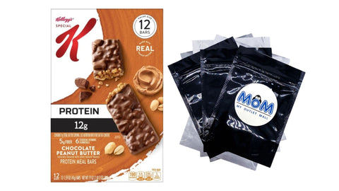 Chocolate Peanut Butter Chewy Protein Meal Bars, Ready-to-Eat, 1 pack, 12 Count, plus 3 My Outlet Mall Resealable Storage Pouches