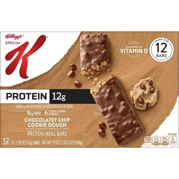 Chocolatey Chip Cookie Dough Chewy Protein Meal Bars Ready-to-Eat, 1 pack, 19 oz 12 count, plus 3 My Outlet Mall Resealable Storage Pouches