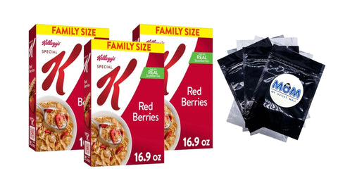 Red Berries Breakfast Cereal, Family Size, 3 pack, 16.9 oz per pack, plus 3 My Outlet Mall Resealable Storage Pouches