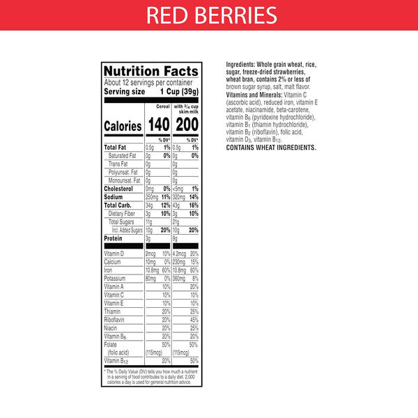 Red Berries Breakfast Cereal, Family Size, 2 pack, 16.9 oz per pack, plus 3 My Outlet Mall Resealable Storage Pouches